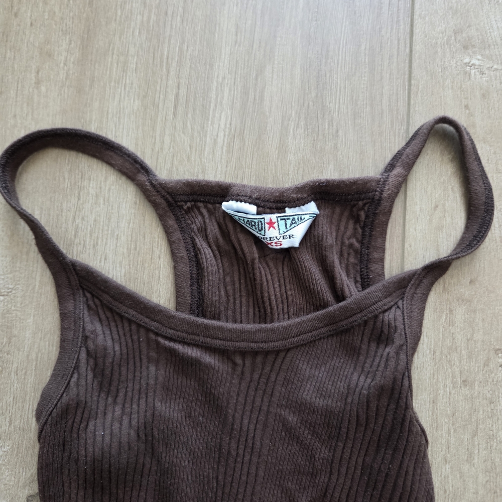 Hard Tail Brown Ribbed Long Tank Tops  - Women - Picture 2 of 4